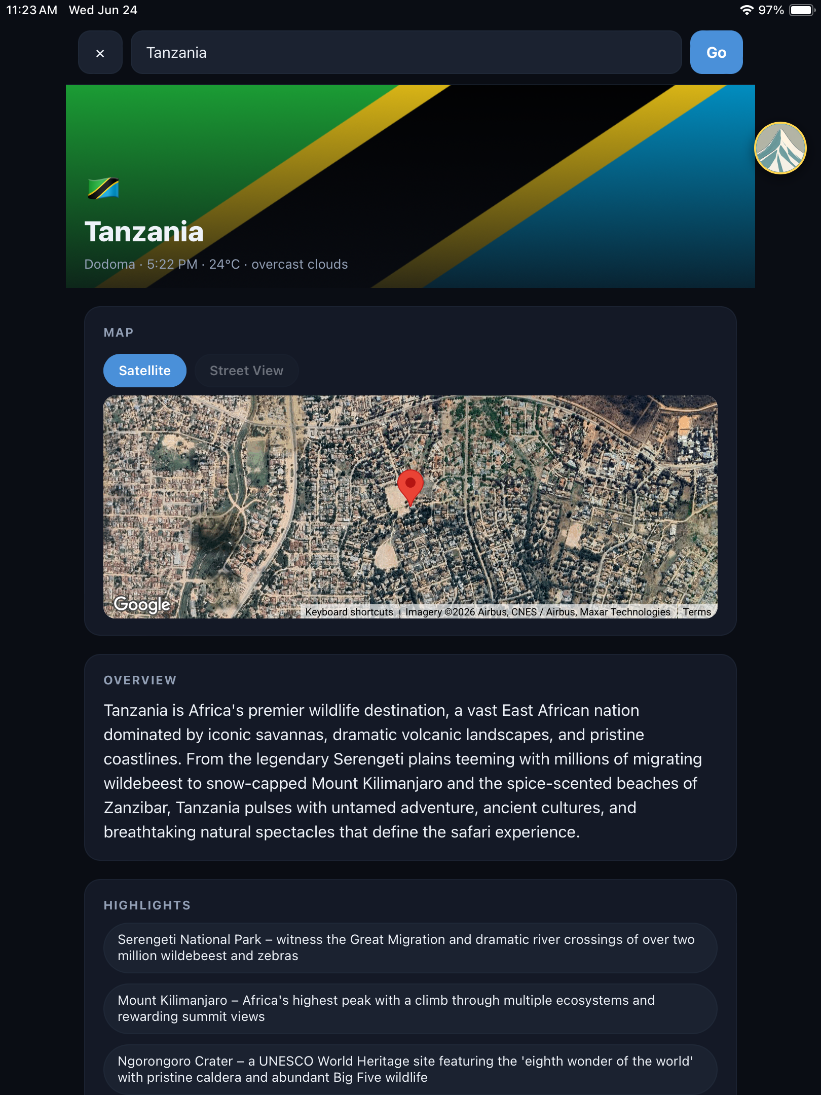 Tanzania country page